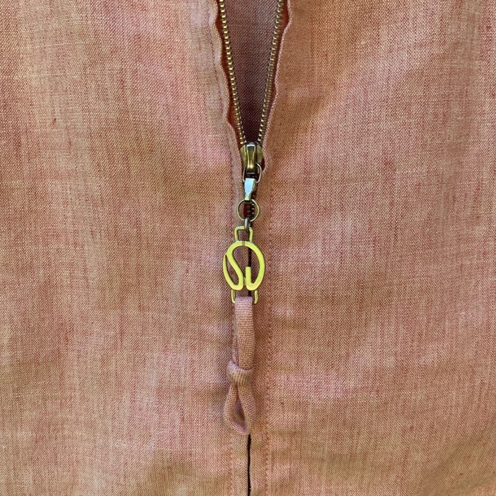 St. John Sport Linen zip-up hooded light pink textured woven knit trim Jacket S - Picture 4 of 8